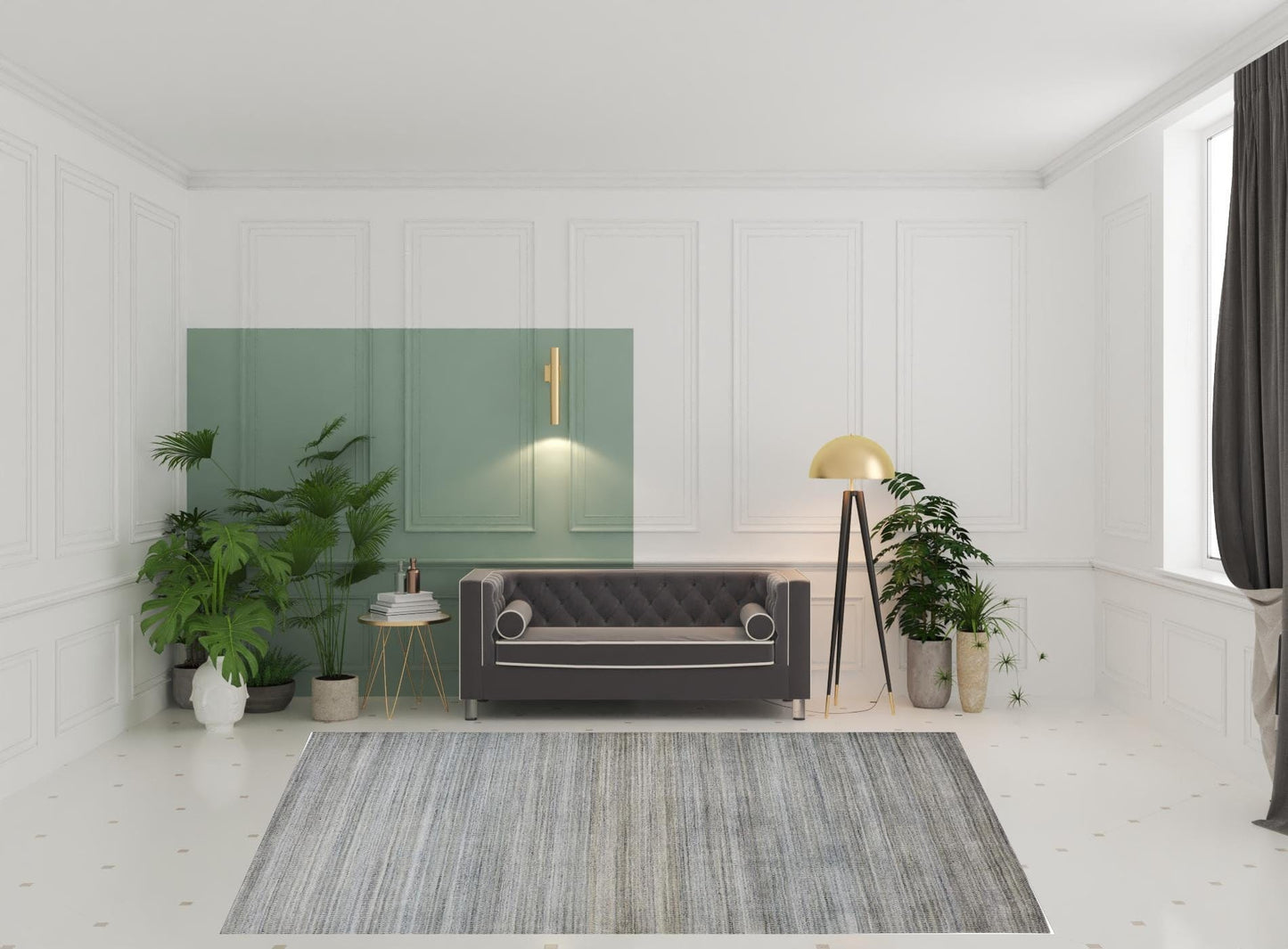 4' X 6' Green Blue And Tan Ombre Hand Woven Area Rug