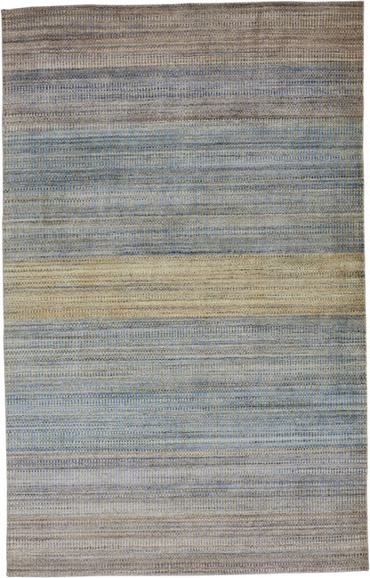 4' X 6' Green Blue And Tan Ombre Hand Woven Area Rug