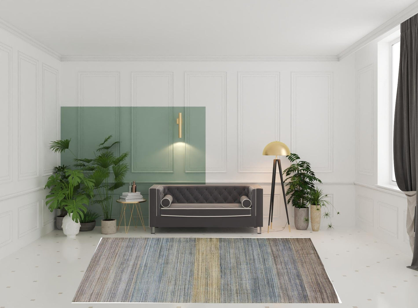 4' X 6' Green Blue And Tan Ombre Hand Woven Area Rug
