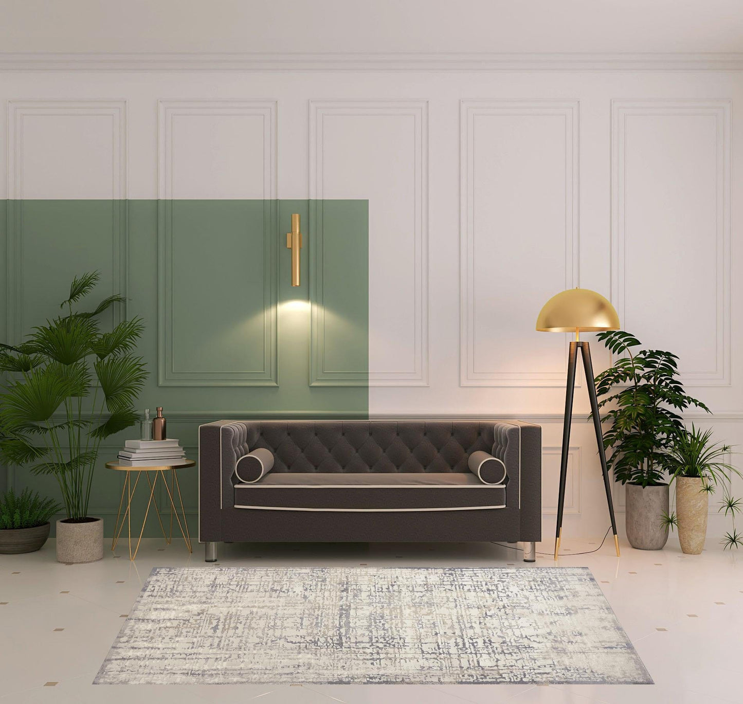 4' X 6' Green Blue And Tan Ombre Hand Woven Area Rug