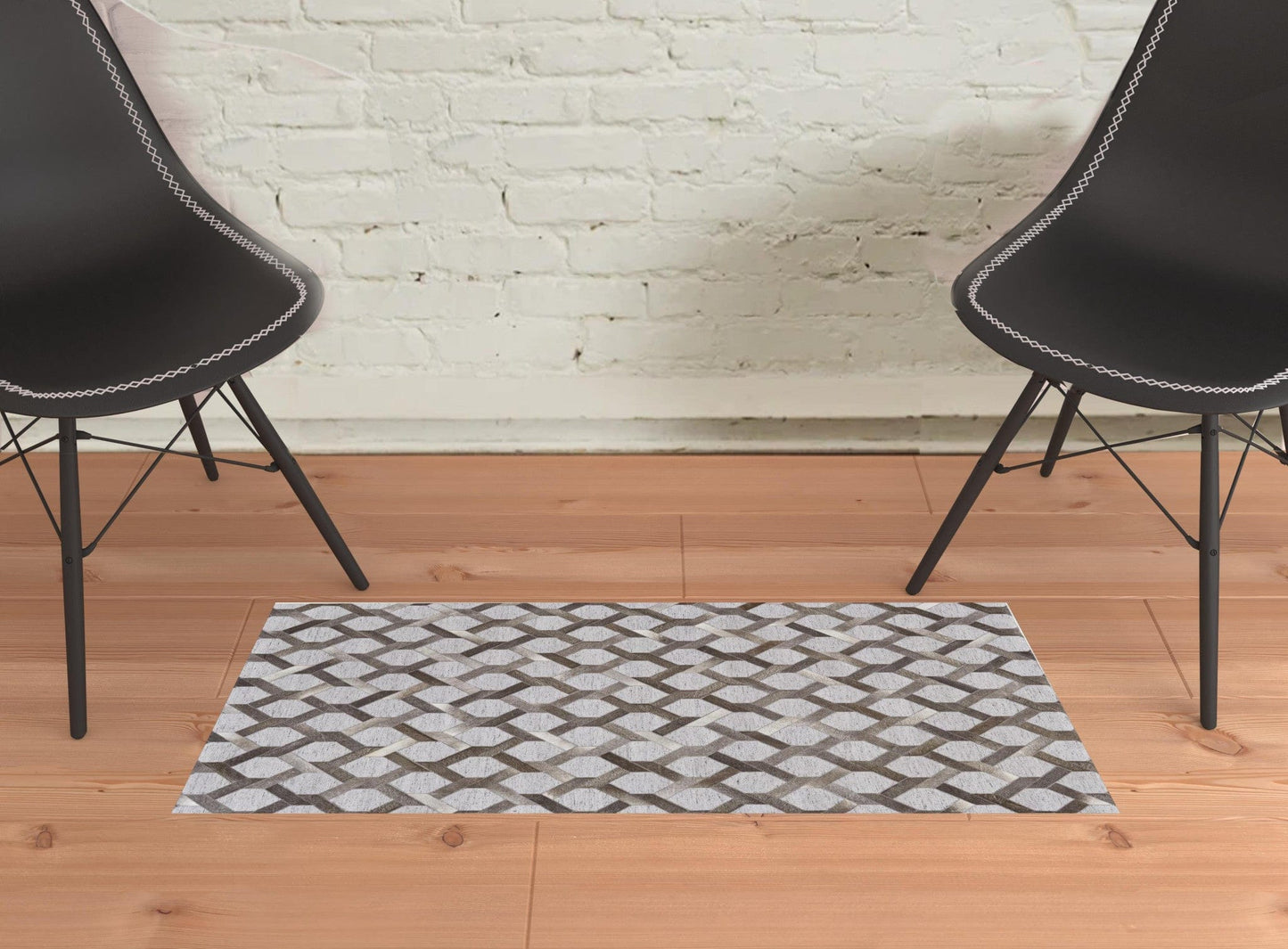 5' X 8' Gray Taupe And Silver Geometric Hand Woven Area Rug