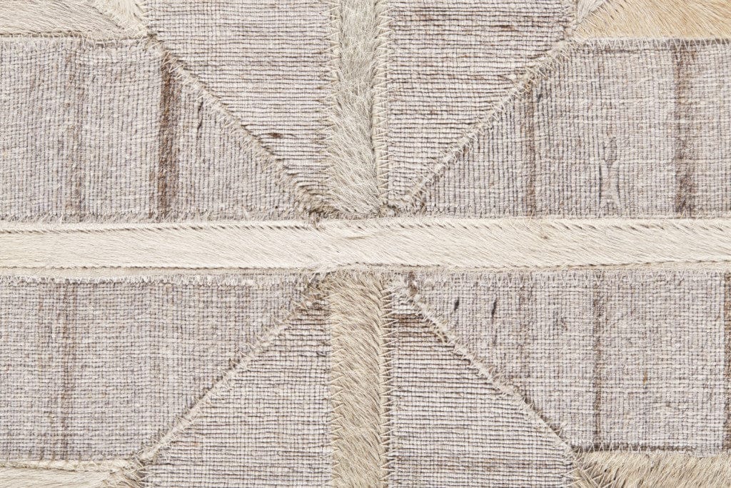 5' X 8' Gray Ivory And Brown Geometric Hand Woven Area Rug