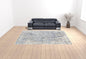 5' X 8' Blue Ivory And Gray Abstract Hand Woven Area Rug