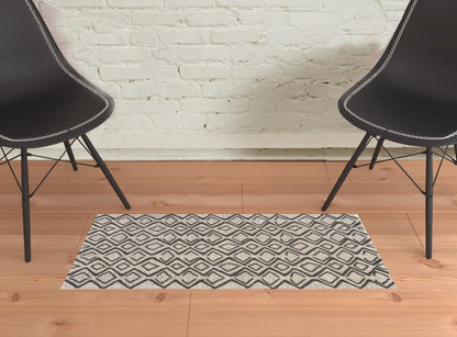 4' X 6' Black Gray And Taupe Wool Geometric Tufted Handmade Stain Resistant Area Rug