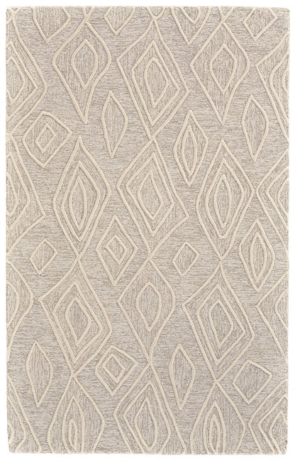 4' X 6' Tan And Ivory Wool Geometric Tufted Handmade Stain Resistant Area Rug
