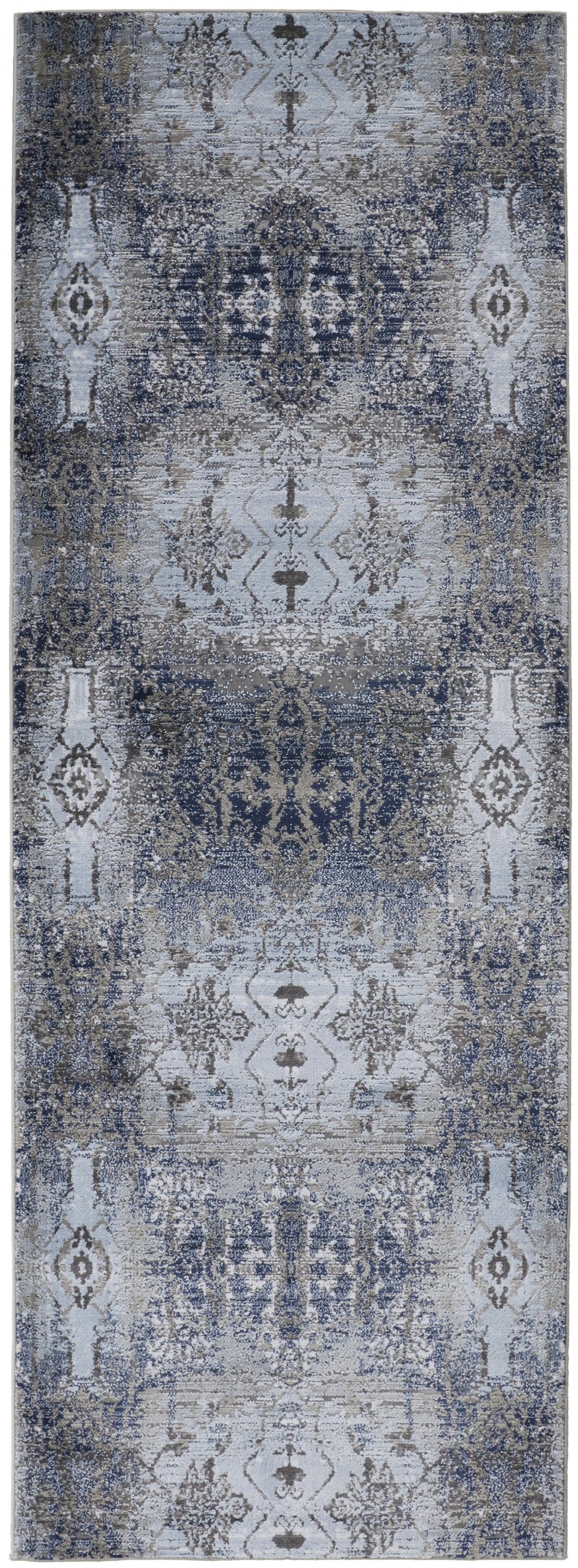 5' X 7' Blue Gray And Taupe Abstract Stain Resistant Area Rug