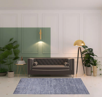 4' X 6' Blue And Ivory Abstract Hand Woven Area Rug