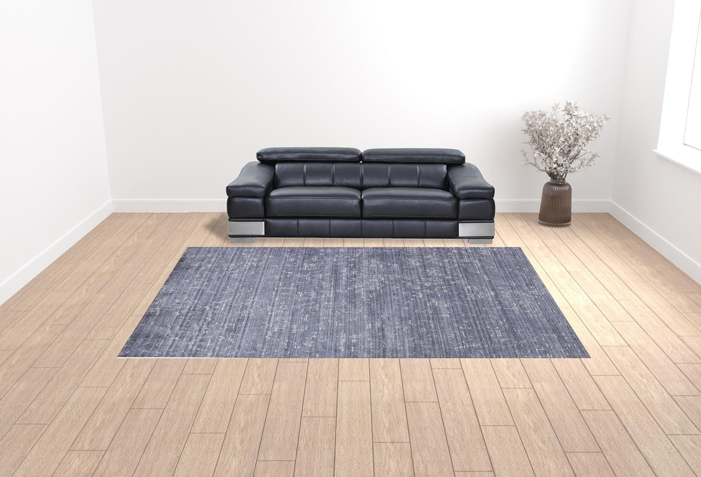 4' X 6' Blue And Ivory Abstract Hand Woven Area Rug