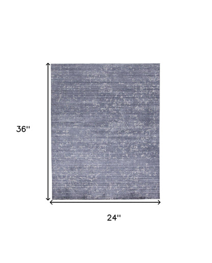 4' X 6' Blue And Ivory Abstract Hand Woven Area Rug