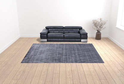 4' X 6' Blue And Ivory Abstract Hand Woven Area Rug