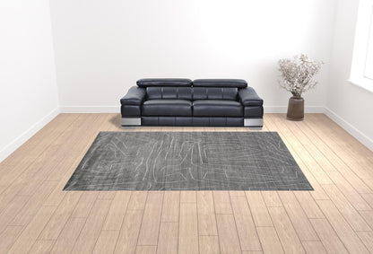 5' X 8' Gray And Ivory Abstract Hand Woven Area Rug