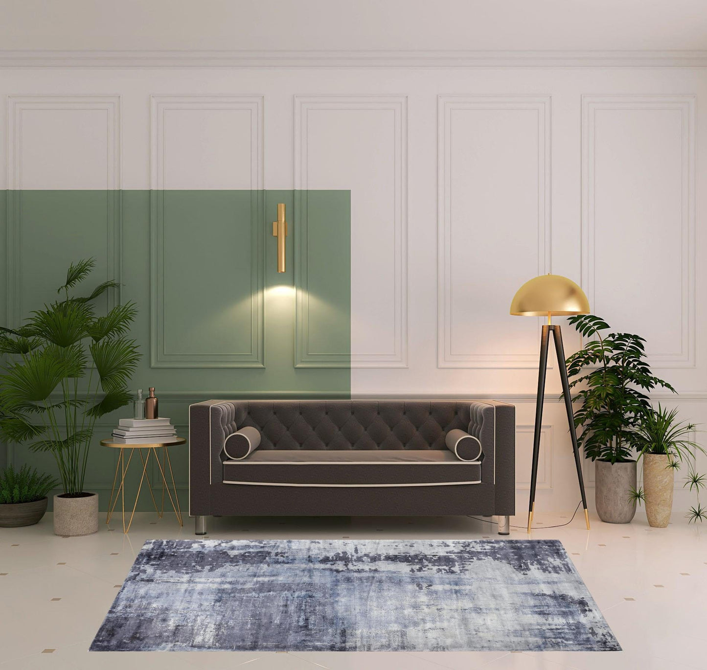 5' X 8' Blue Gray And Ivory Abstract Hand Woven Area Rug