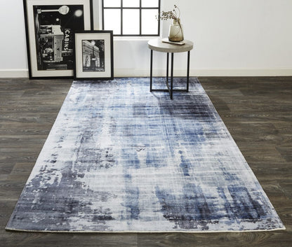 5' X 8' Blue Gray And Ivory Abstract Hand Woven Area Rug
