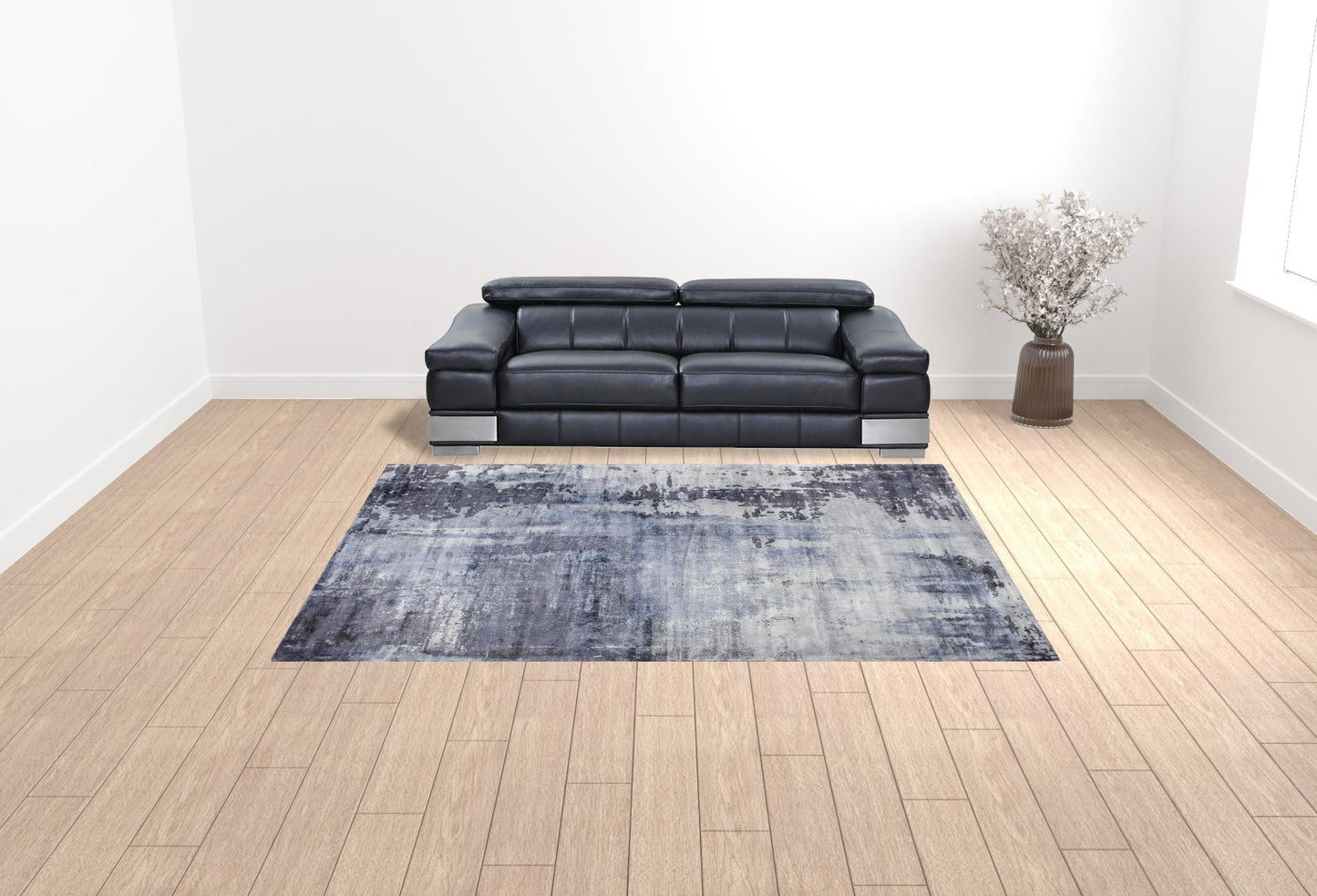 5' X 8' Blue Gray And Ivory Abstract Hand Woven Area Rug