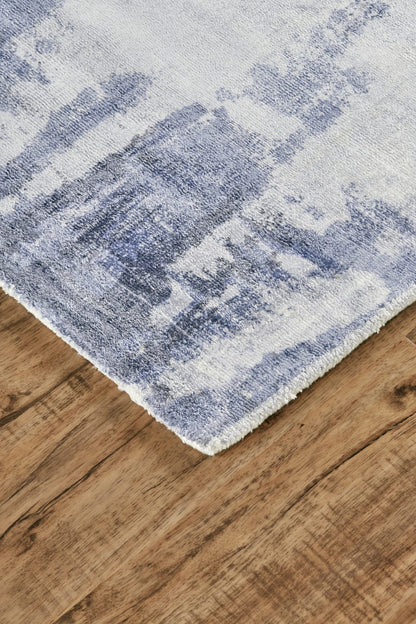 5' X 8' Blue Gray And Ivory Abstract Hand Woven Area Rug