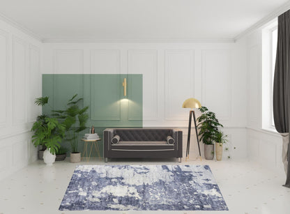 5' X 8' Blue Gray And Ivory Abstract Hand Woven Area Rug