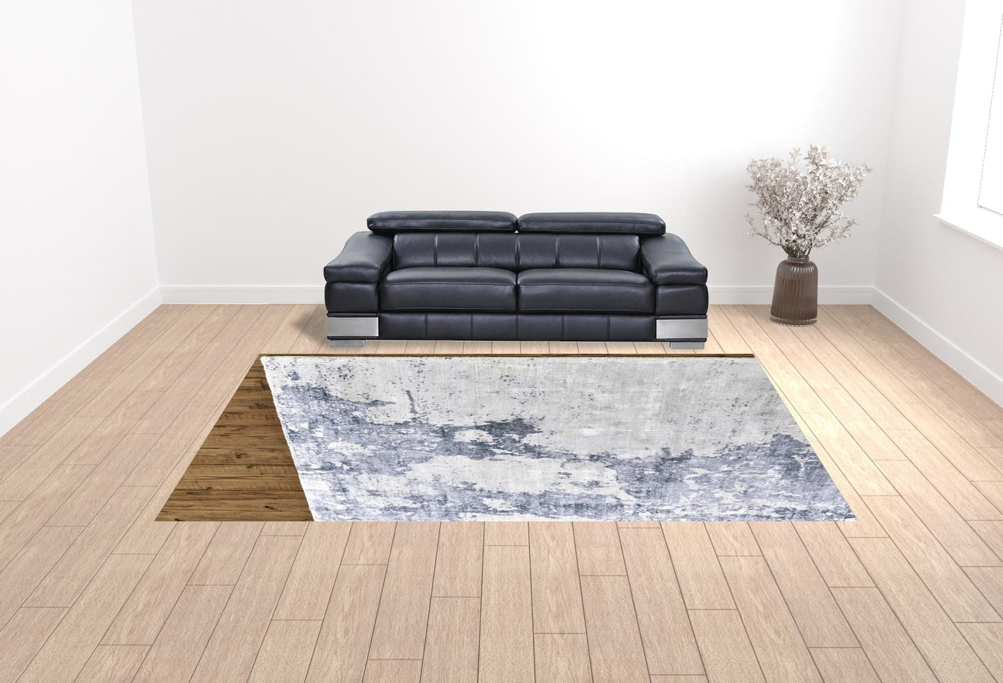 5' X 8' Blue Gray And Ivory Abstract Hand Woven Area Rug