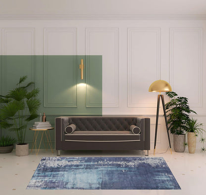 5' X 8' Blue And Ivory Abstract Hand Woven Area Rug