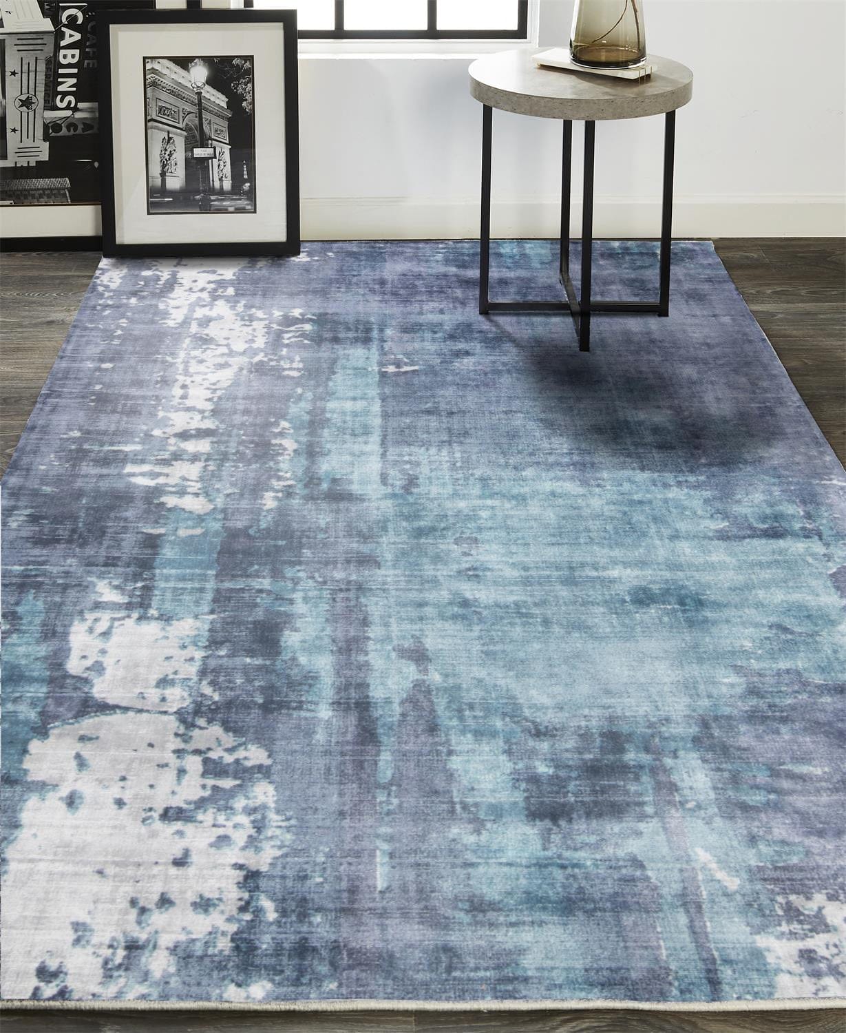 5' X 8' Blue And Ivory Abstract Hand Woven Area Rug
