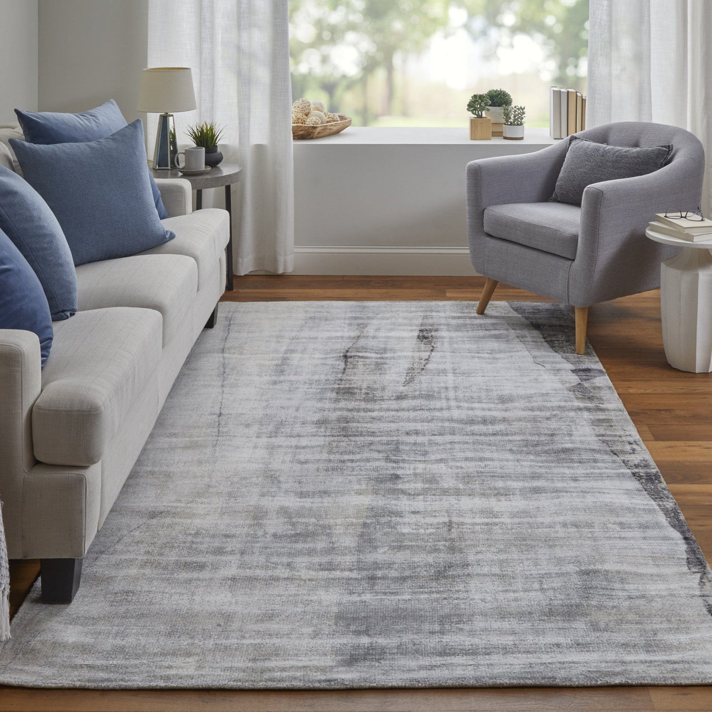 5' X 8' Gray Taupe And Ivory Abstract Hand Woven Area Rug
