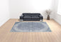 4' X 6' Blue Gray And Silver Abstract Distressed Area Rug With Fringe