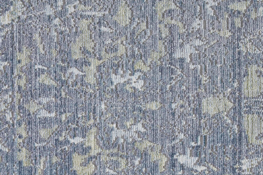4' X 6' Blue Gray And Silver Abstract Distressed Area Rug With Fringe