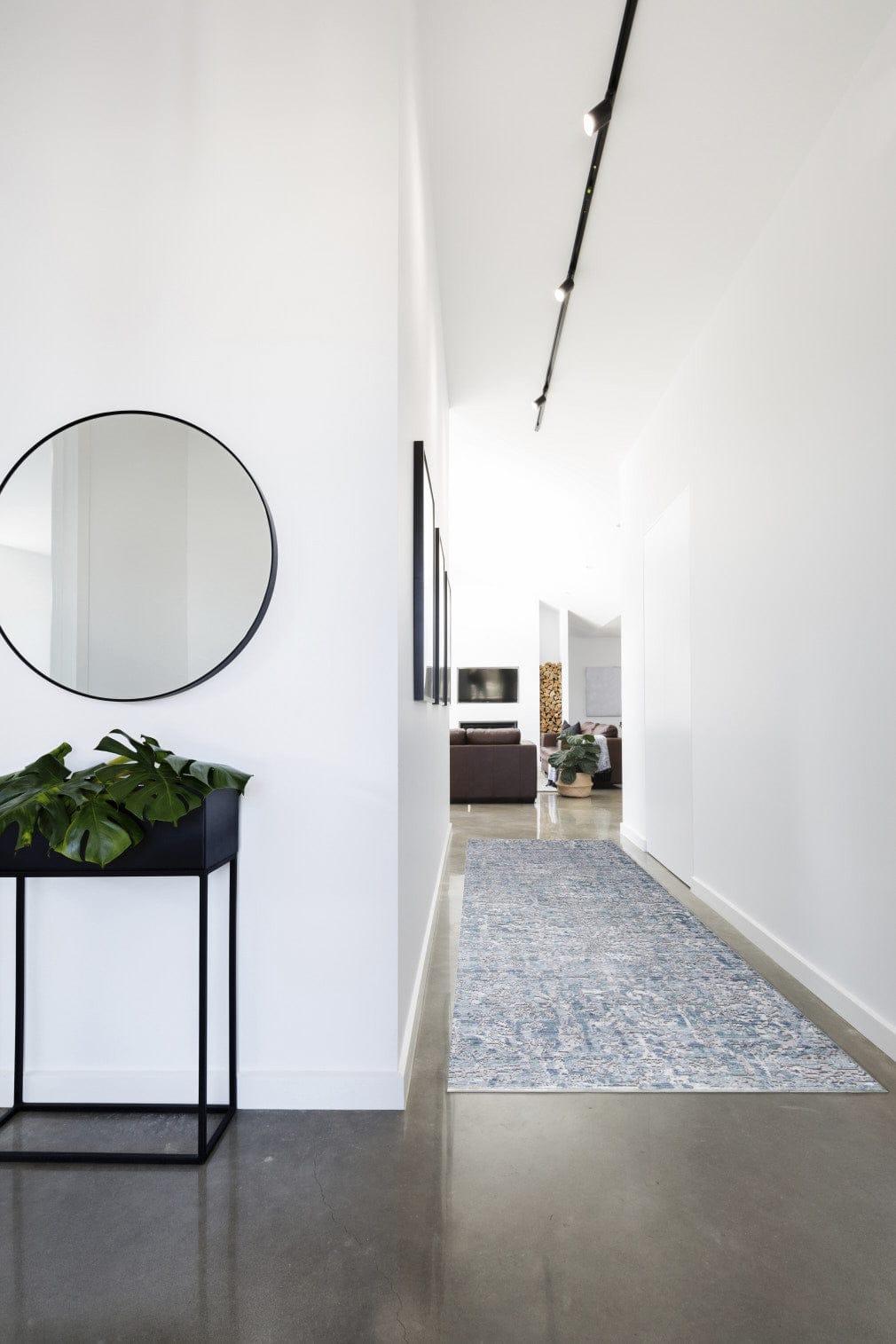 3' X 5' Blue Gray And Silver Abstract Distressed Area Rug With Fringe