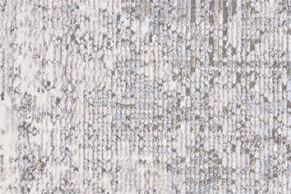 3' X 5' Gray Ivory And Taupe Abstract Distressed Area Rug With Fringe