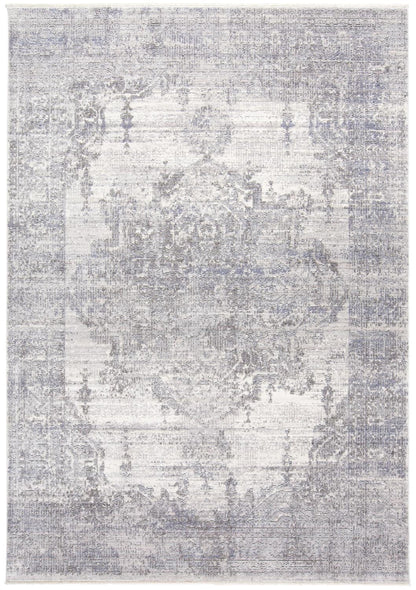 3' X 5' Gray Ivory And Taupe Abstract Distressed Area Rug With Fringe