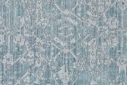 3' X 5' Blue Gray And Silver Abstract Distressed Area Rug With Fringe