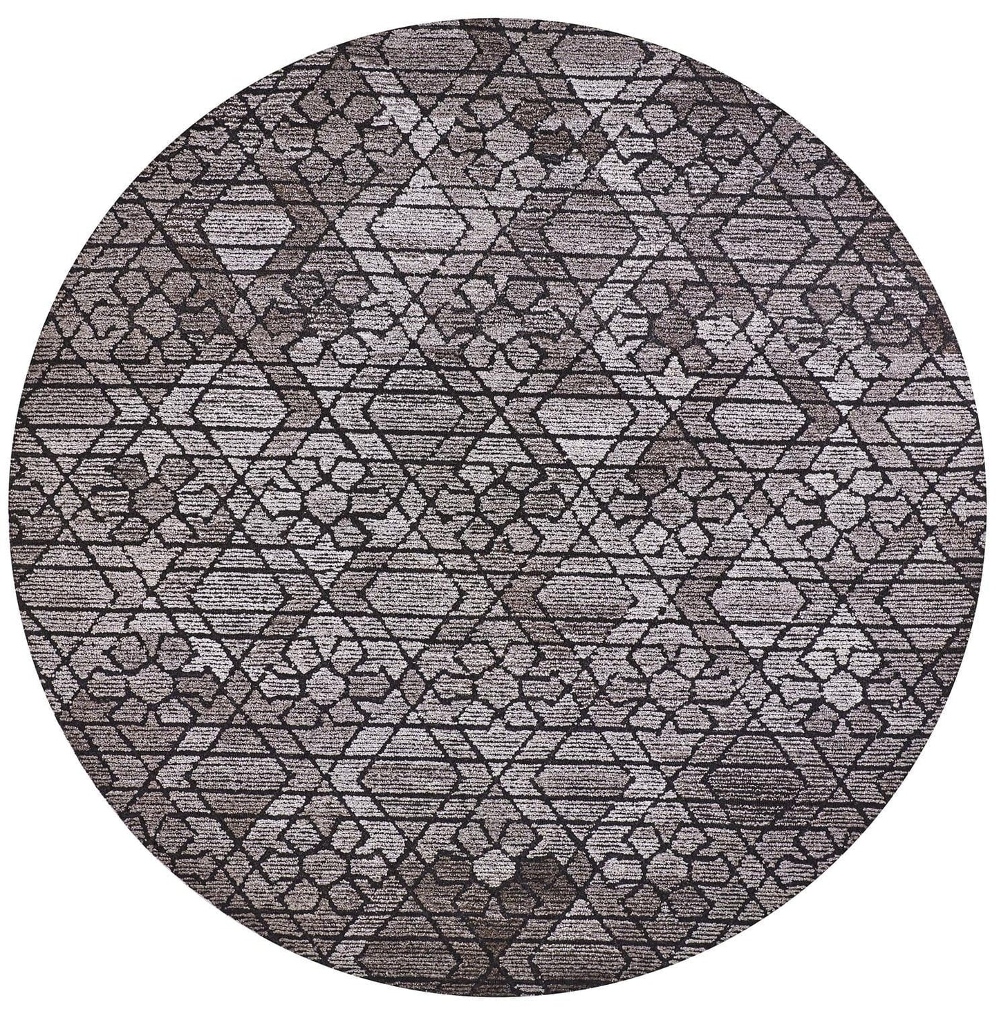 4' X 6' Taupe Black And Gray Wool Paisley Tufted Handmade Area Rug