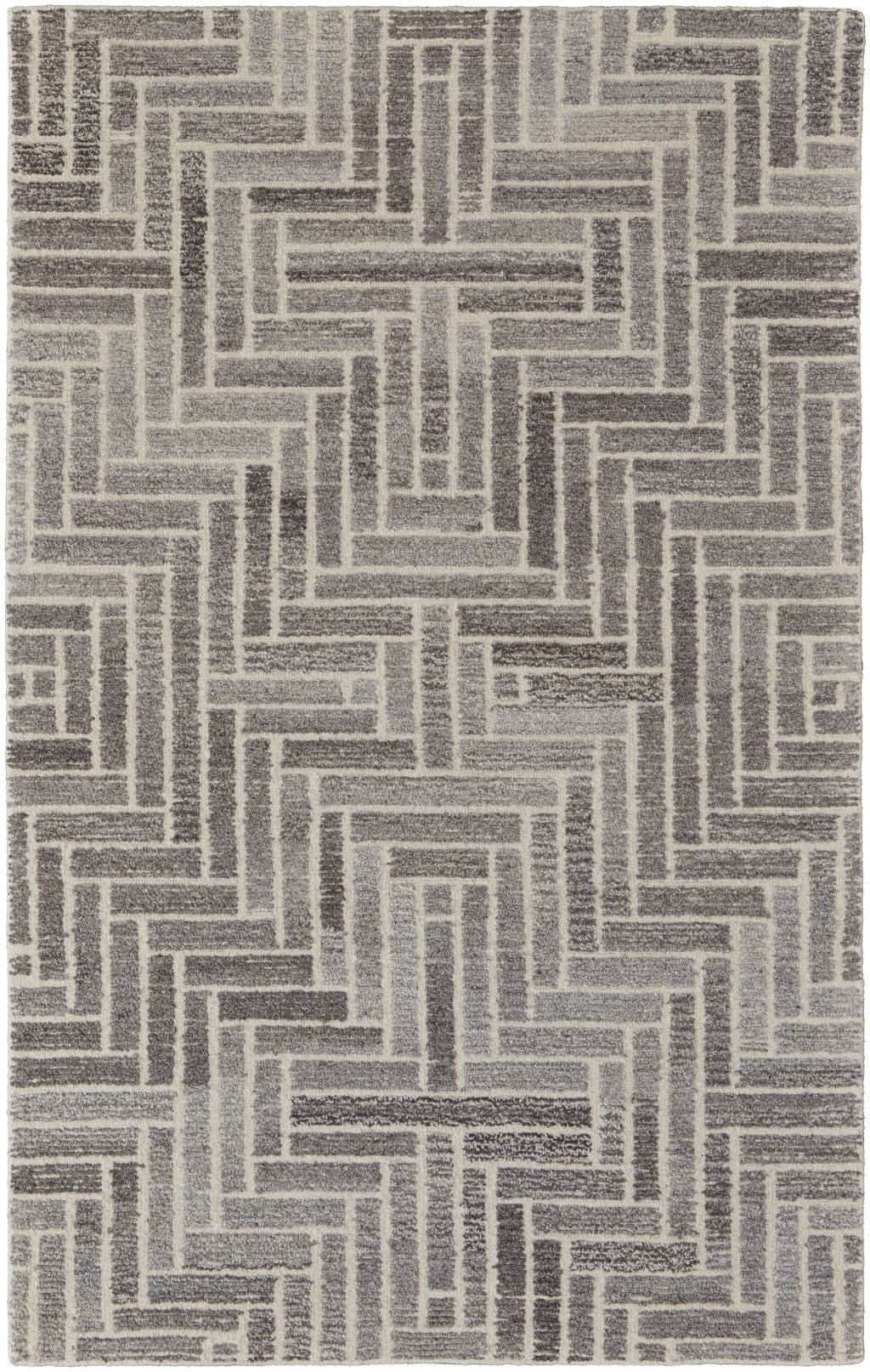 4' X 6' Taupe Gray And Tan Wool Geometric Tufted Handmade Area Rug
