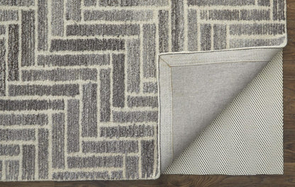 4' X 6' Taupe Gray And Tan Wool Geometric Tufted Handmade Area Rug