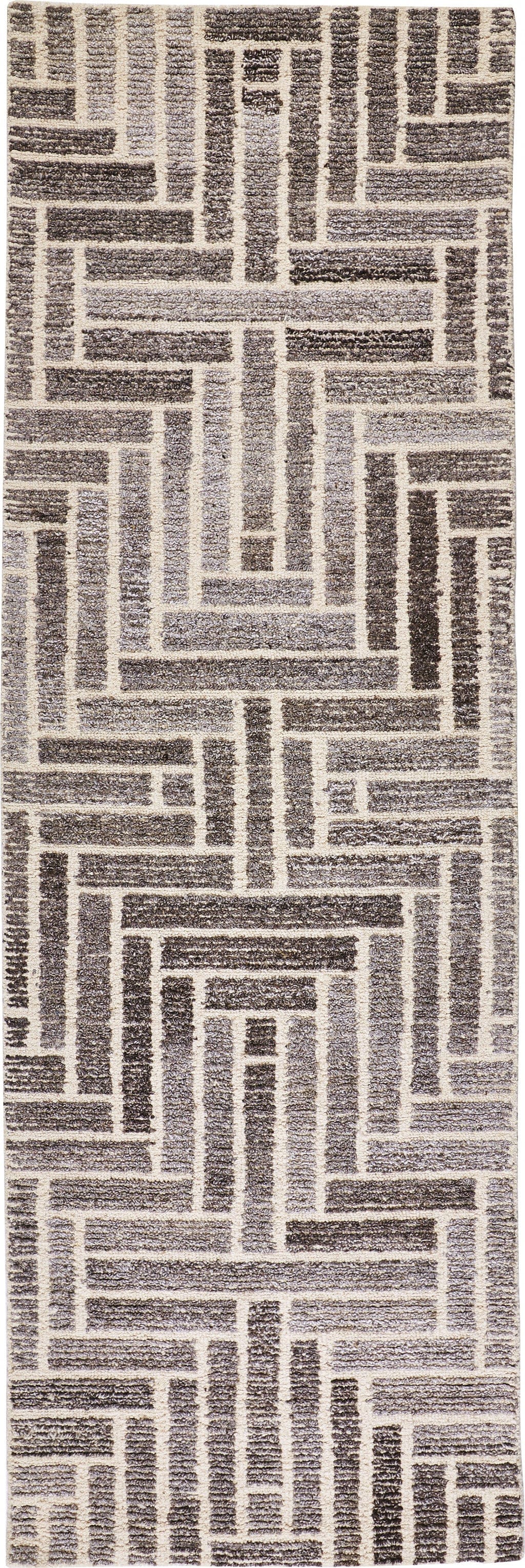 4' X 6' Taupe Gray And Tan Wool Geometric Tufted Handmade Area Rug