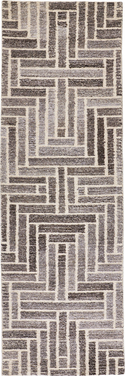 4' X 6' Taupe Gray And Tan Wool Geometric Tufted Handmade Area Rug