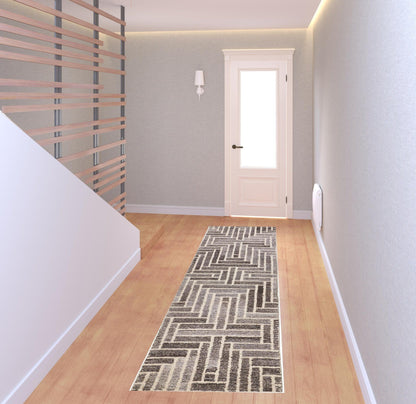 4' X 6' Taupe Gray And Tan Wool Geometric Tufted Handmade Area Rug