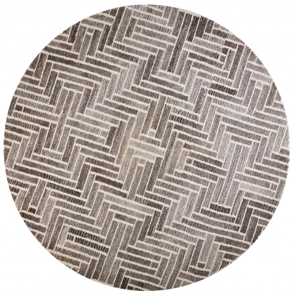4' X 6' Taupe Gray And Tan Wool Geometric Tufted Handmade Area Rug