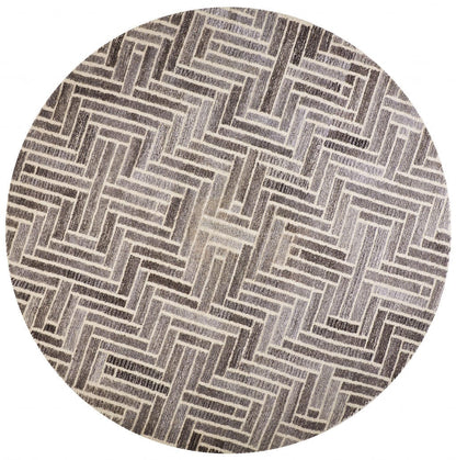 4' X 6' Taupe Gray And Tan Wool Geometric Tufted Handmade Area Rug