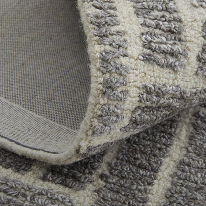 4' X 6' Taupe Gray And Tan Wool Geometric Tufted Handmade Area Rug