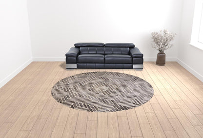 4' X 6' Taupe Gray And Tan Wool Geometric Tufted Handmade Area Rug