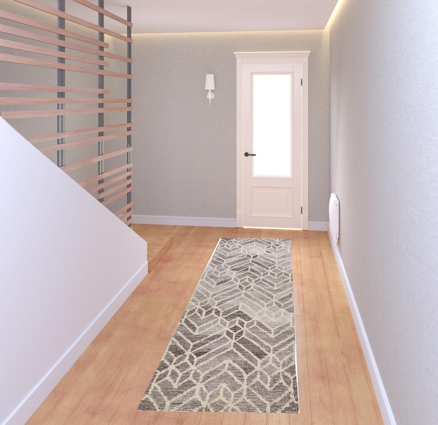 4' X 6' Taupe Gray And Ivory Wool Geometric Tufted Handmade Area Rug