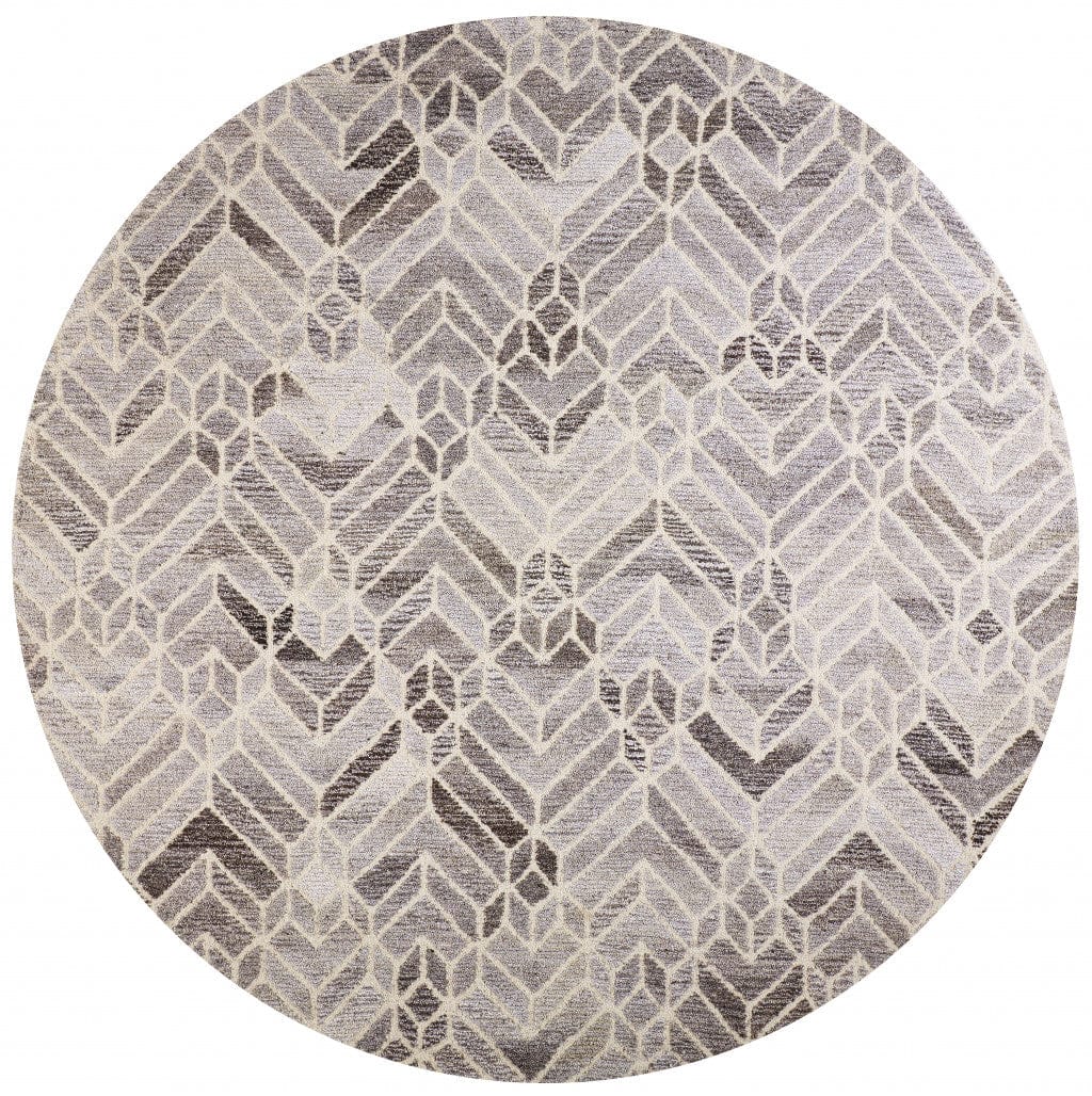 4' X 6' Taupe Gray And Ivory Wool Geometric Tufted Handmade Area Rug