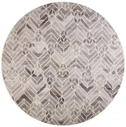 4' X 6' Taupe Gray And Ivory Wool Geometric Tufted Handmade Area Rug