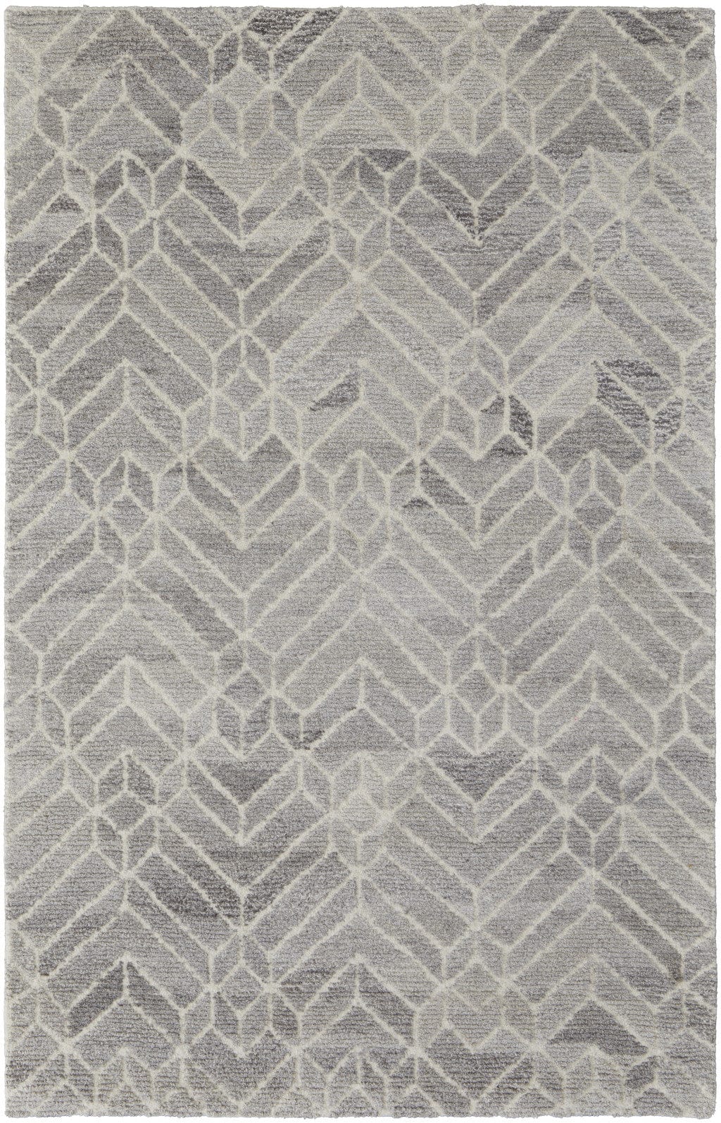 4' X 6' Taupe Gray And Ivory Wool Geometric Tufted Handmade Area Rug