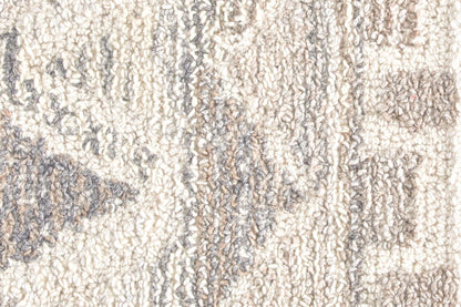 8' Ivory Tan And Gray Wool Abstract Tufted Handmade Runner Rug