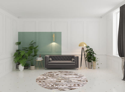 8' Ivory Tan And Gray Wool Abstract Tufted Handmade Runner Rug