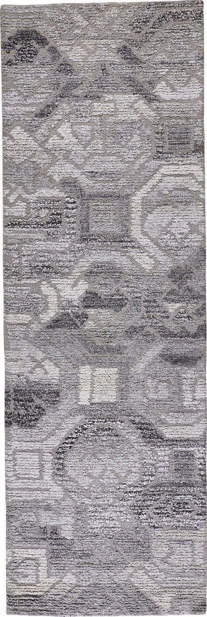 4' X 6' Gray Ivory And Taupe Wool Abstract Tufted Handmade Area Rug