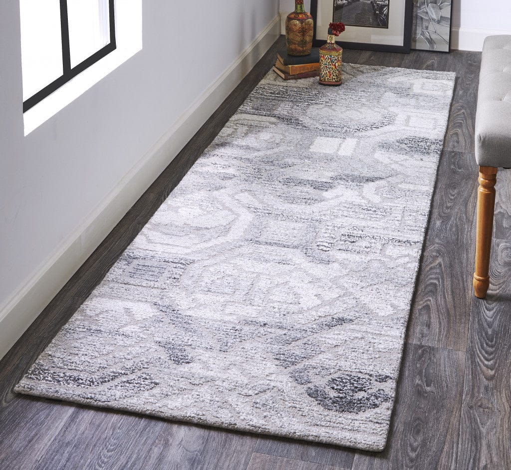 4' X 6' Gray Ivory And Taupe Wool Abstract Tufted Handmade Area Rug