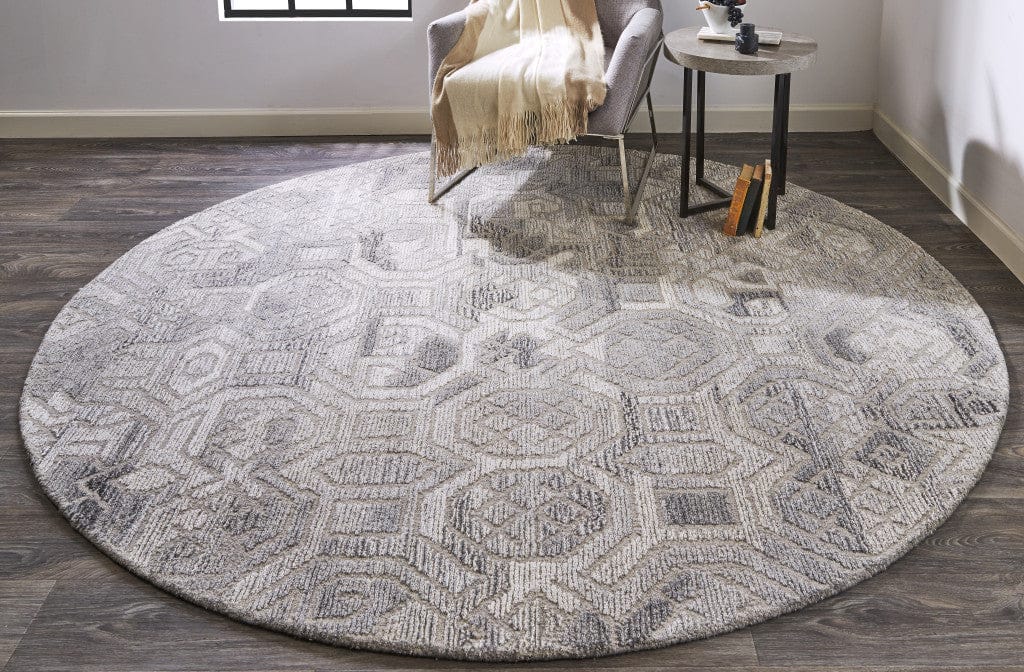 4' X 6' Gray Ivory And Taupe Wool Abstract Tufted Handmade Area Rug