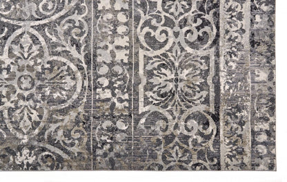 4' X 6' Gray Ivory And Taupe Abstract Stain Resistant Area Rug